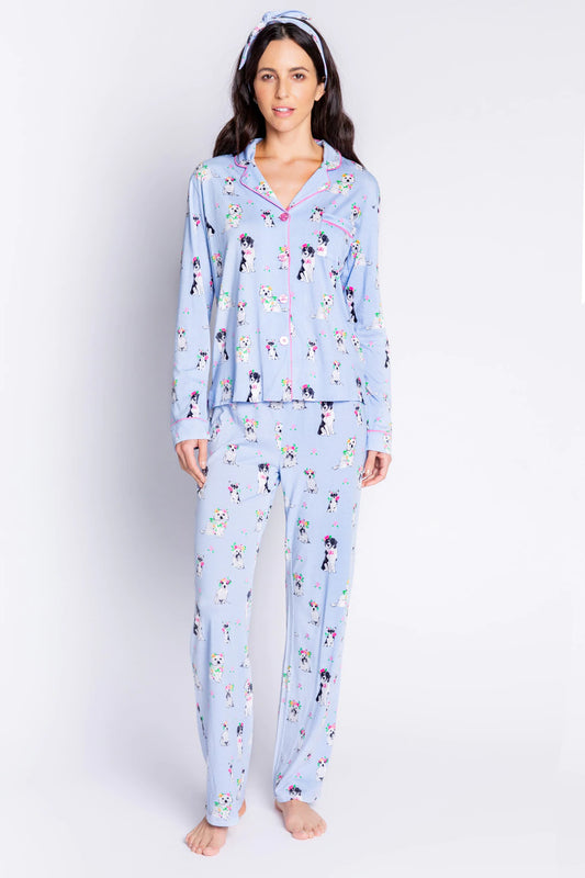 PJ Salvage - Playful Prints Dogs PJ Set - Ice Blue