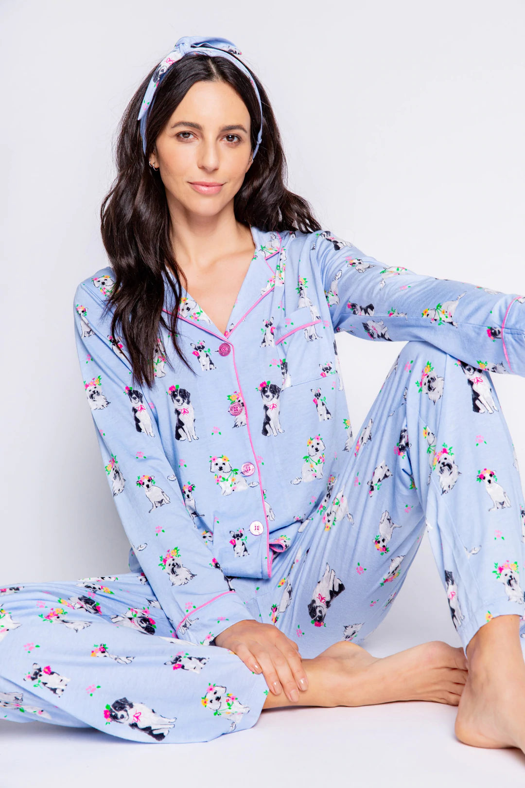 PJ Salvage - Playful Prints Dogs PJ Set - Ice Blue