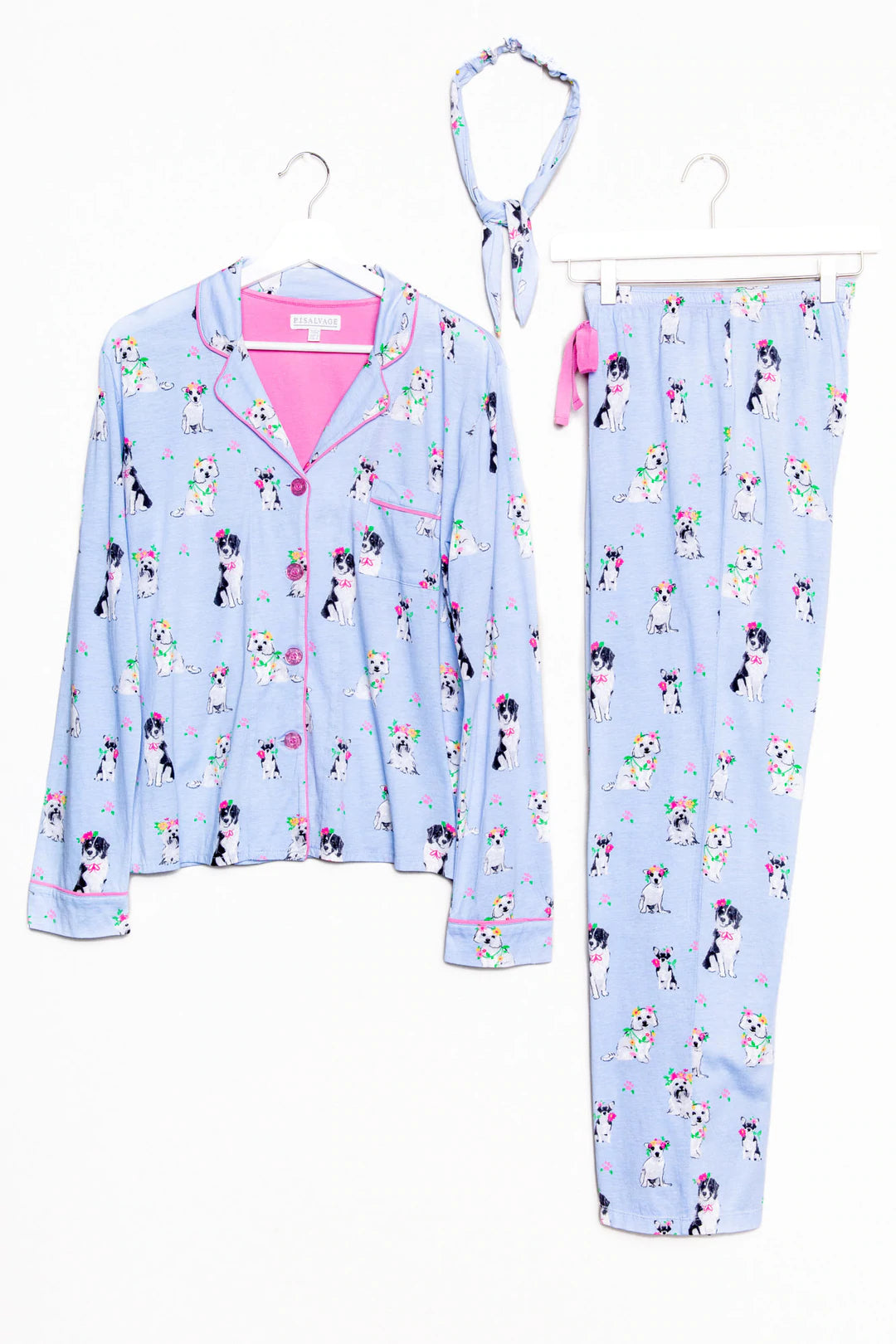 PJ Salvage - Playful Prints Dogs PJ Set - Ice Blue