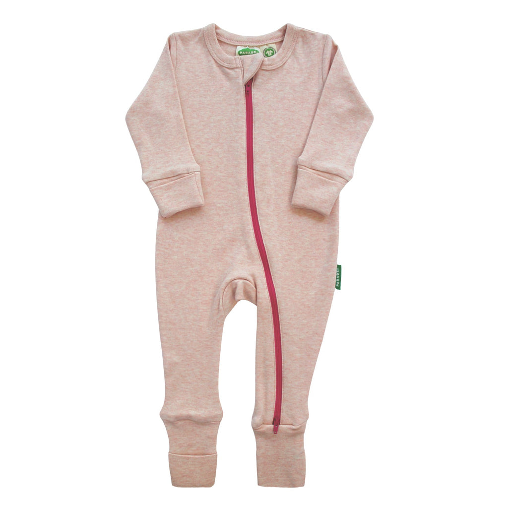 Parade Snuggle Soft Zip Romper Pink Melange | Designed in Canada