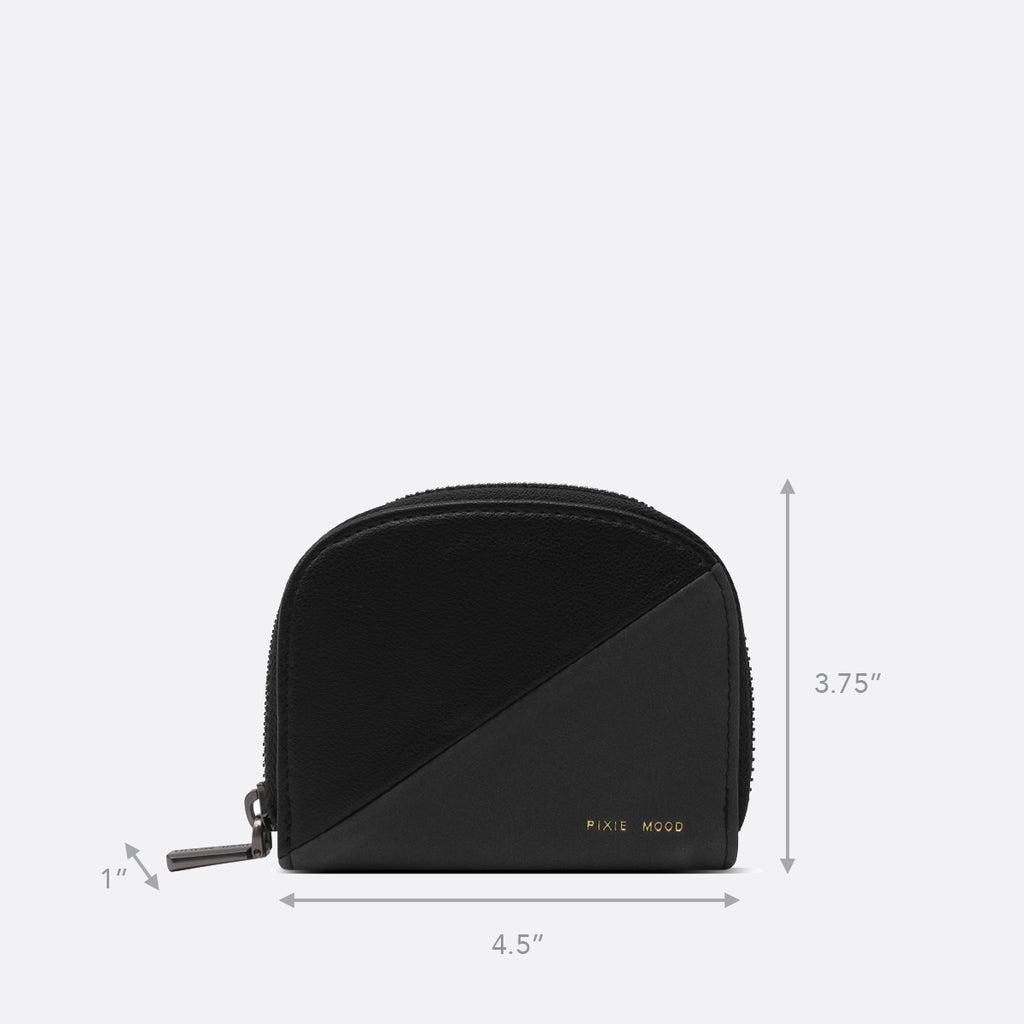 Pixie Mood Ida Card Case | Nubuck Black, Vegan Leather