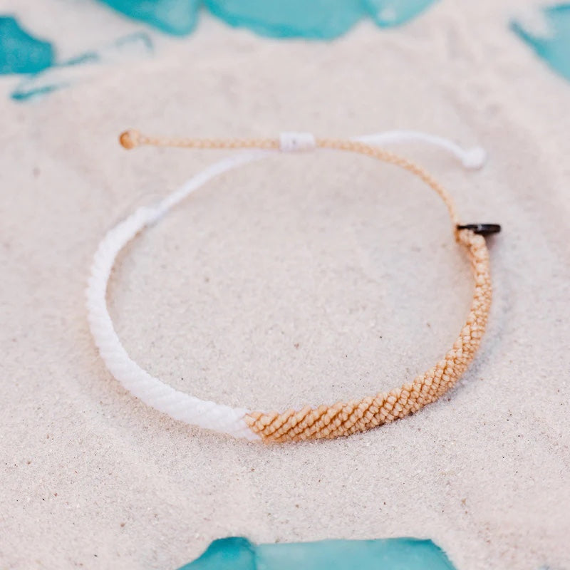 Pura Vida Half Flat Woven Bracelet | Neutral, Handmade in Costa Rica