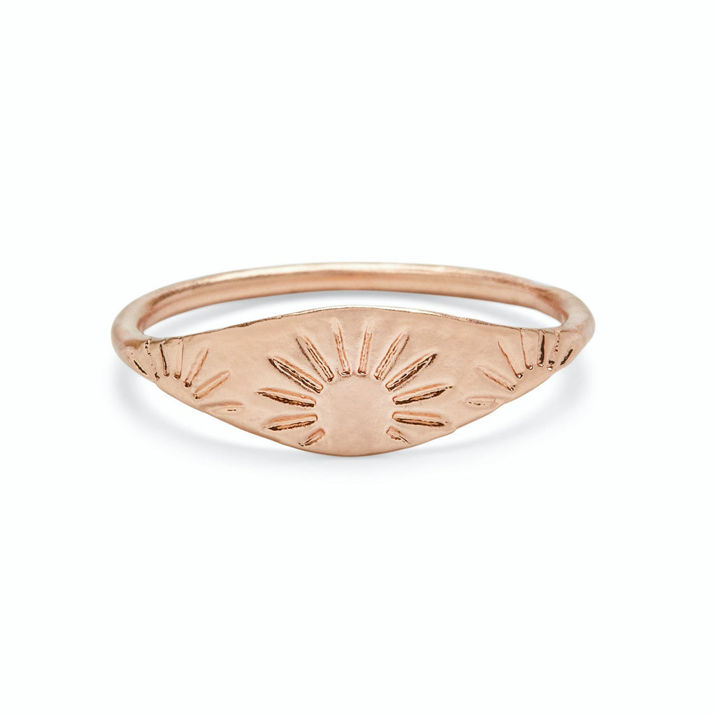 Pura Vida Engraved Sun Ring Rose Gold | Handmade