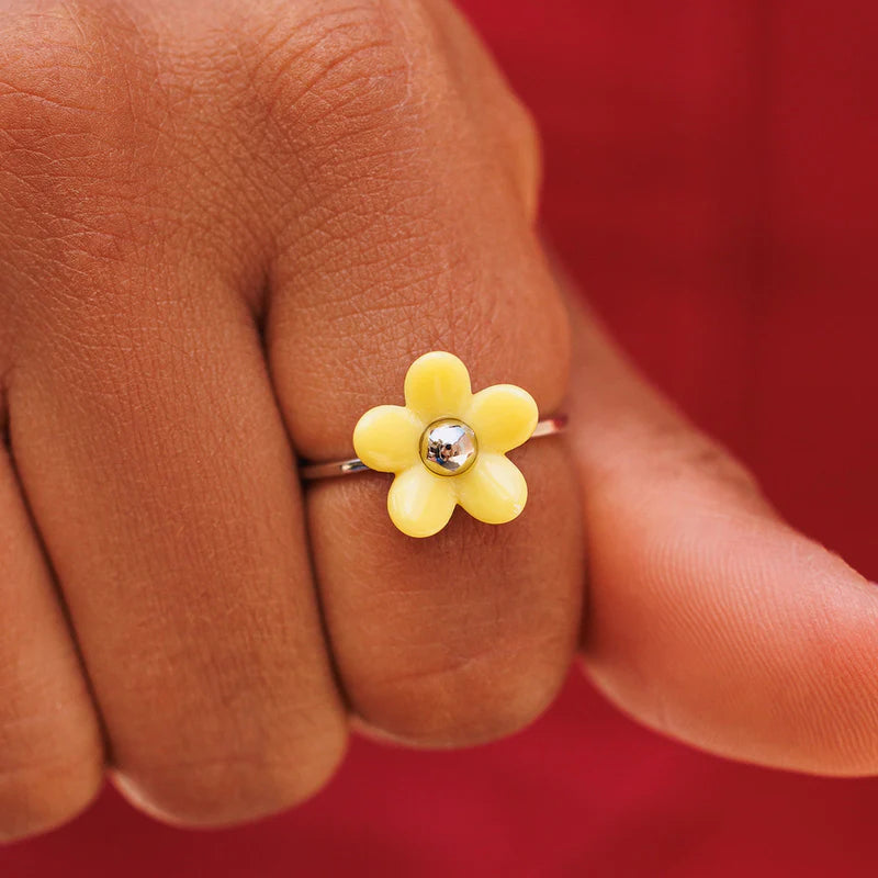 Pura Vida Solstice Enamel Flower Ring Handmade in Costa Rica