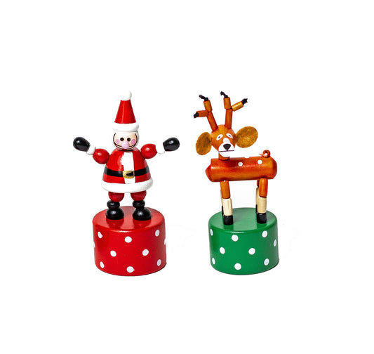Jack Rabbit Push Puppet Santa & Reindeer | Designed in the USA