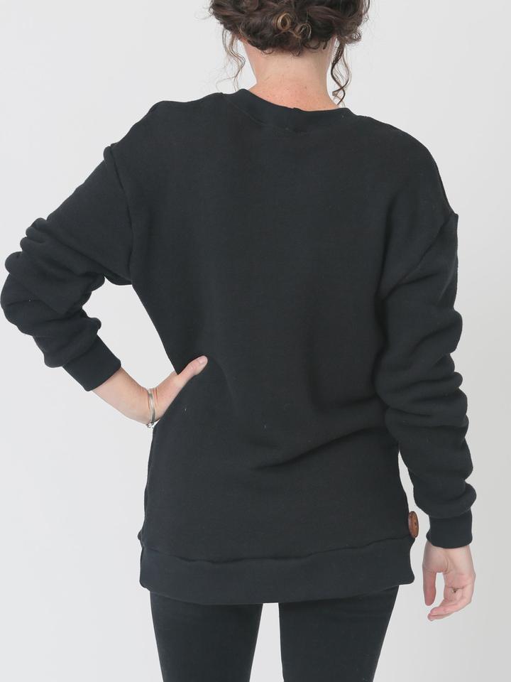 Qube Qrew Sweater Twang and Pearl | Black
