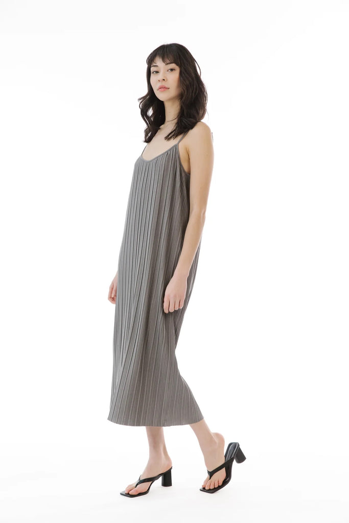 Paper Label Raegan Pleated Slip Dress | Charcoal Grey