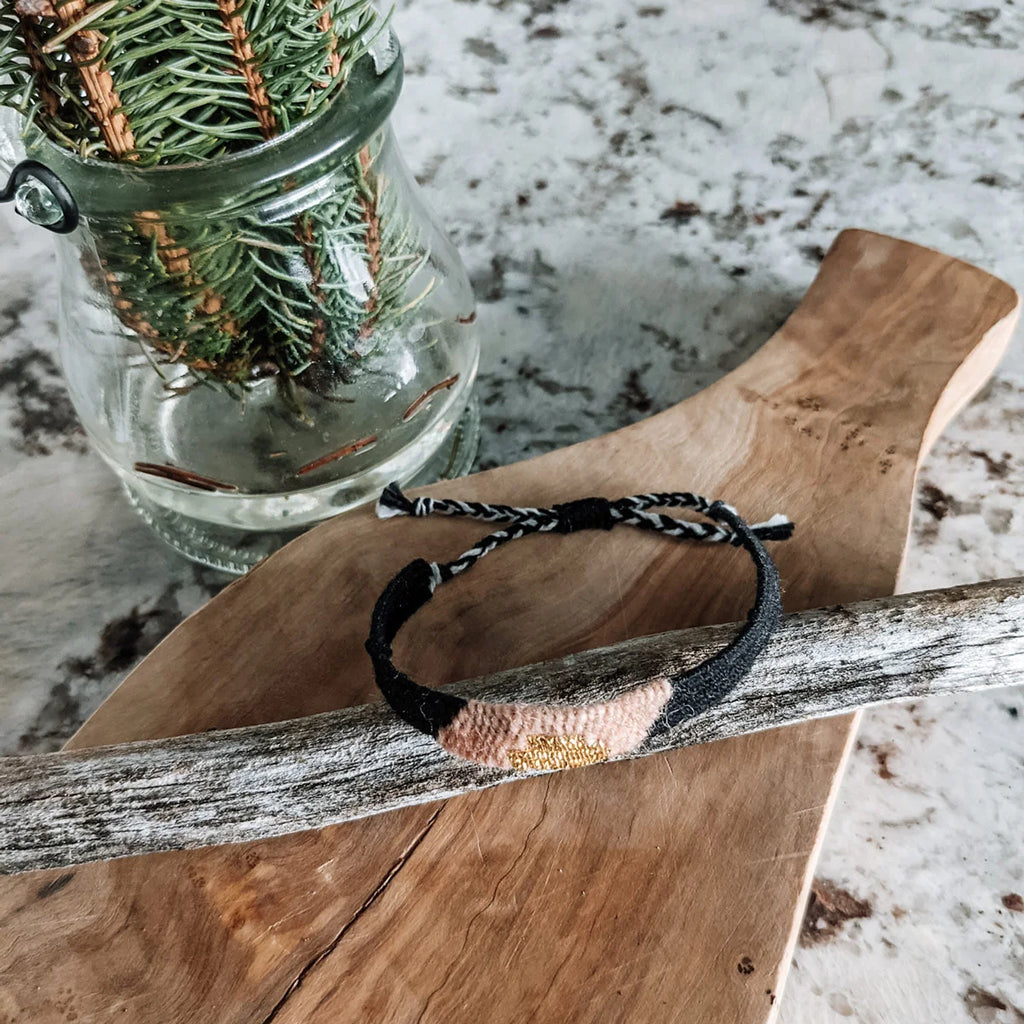 Pine Cone Treasures Hand Woven Bracelet, Roasted Peach