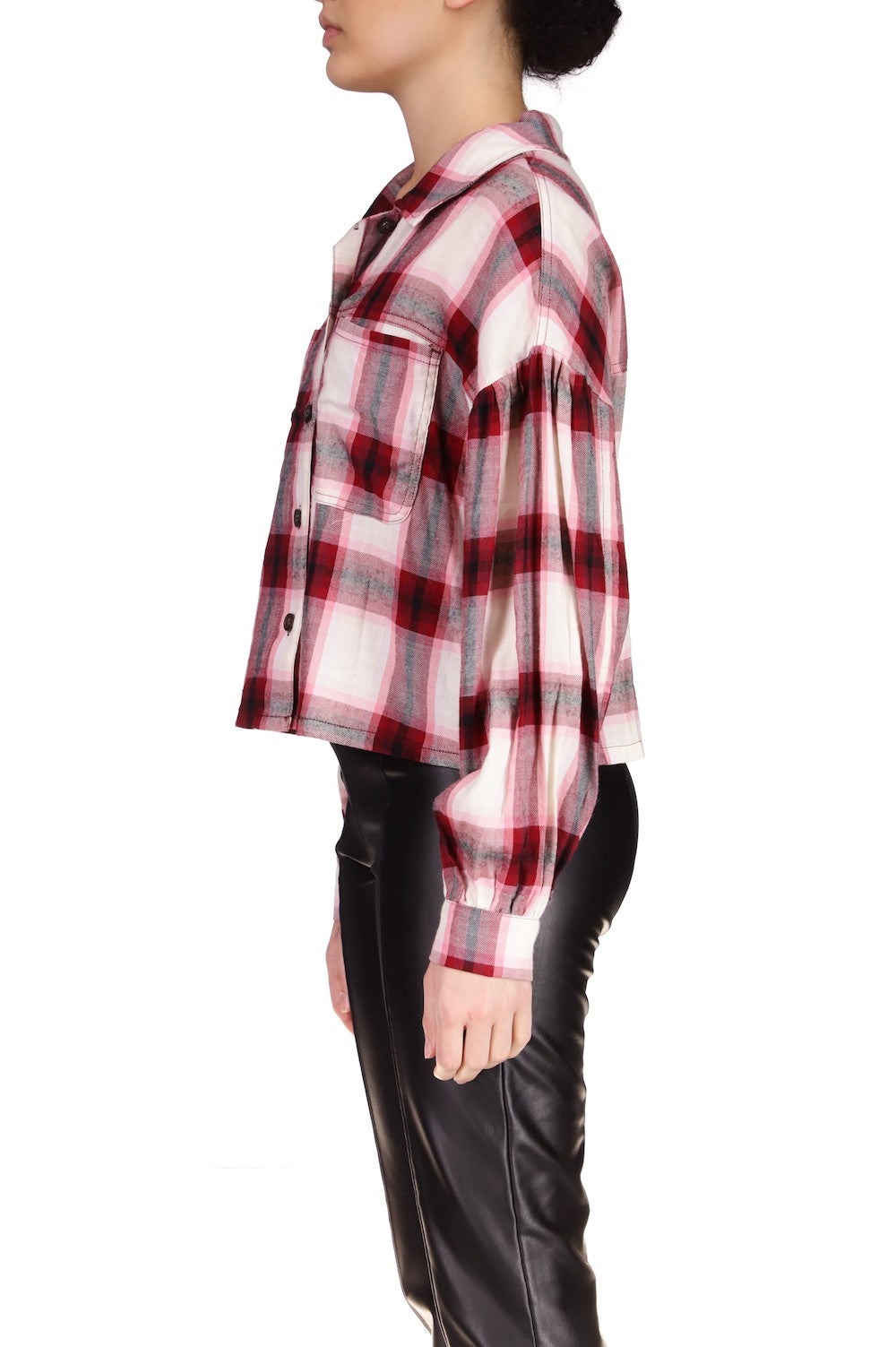 Sanctuary Pocket Detail Shirt - Viola Plaid, Designed in the USA