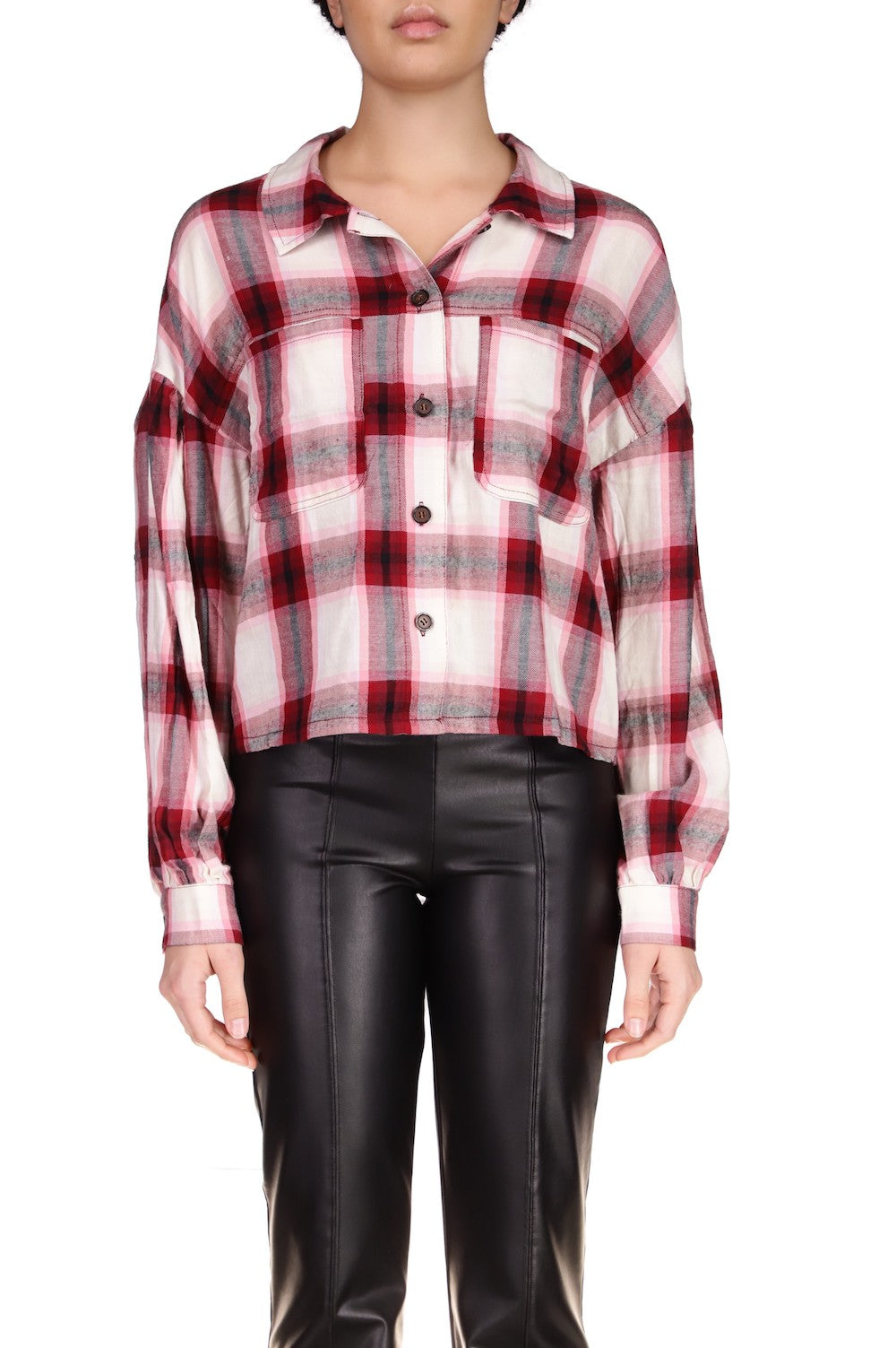 Sanctuary Pocket Detail Shirt - Viola Plaid, Designed in the USA