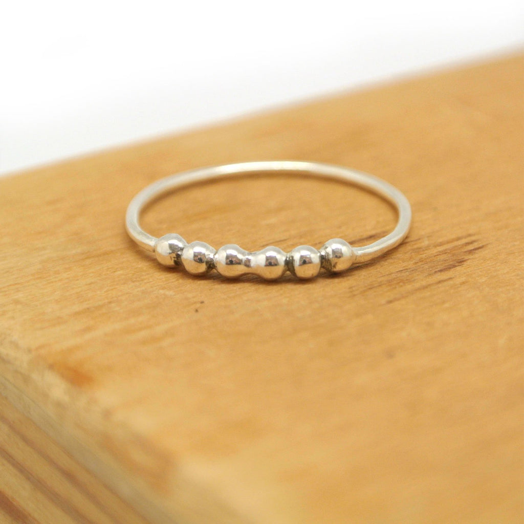 twang and pearl sterling stacking ring demi ball