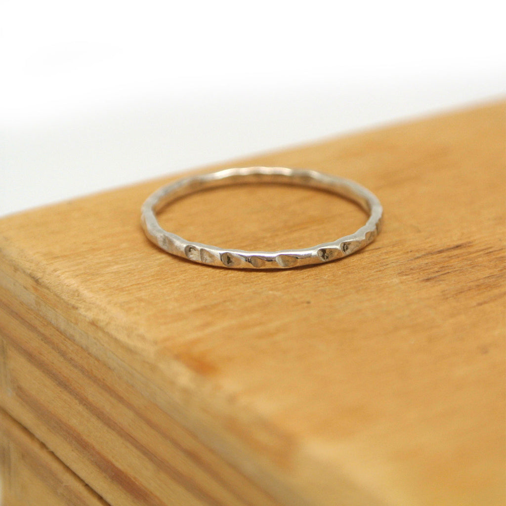 twang and pearl sterling stacking rings hammered