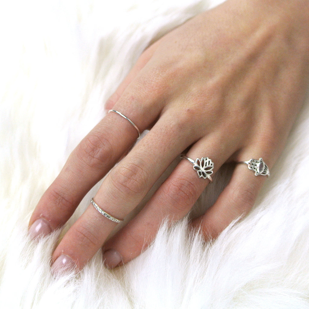twang and pearl sterling stacking rings hammered