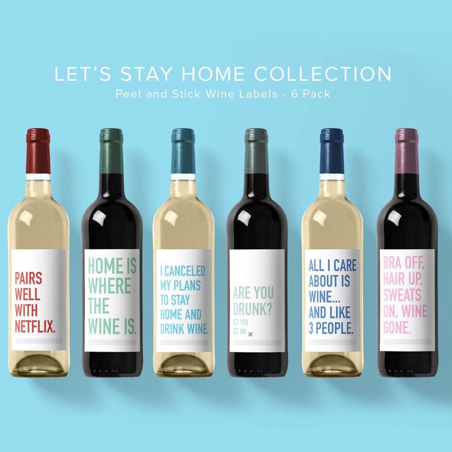 Classy Cards Wine Labels Let's Stay Home at Twang and Pearl