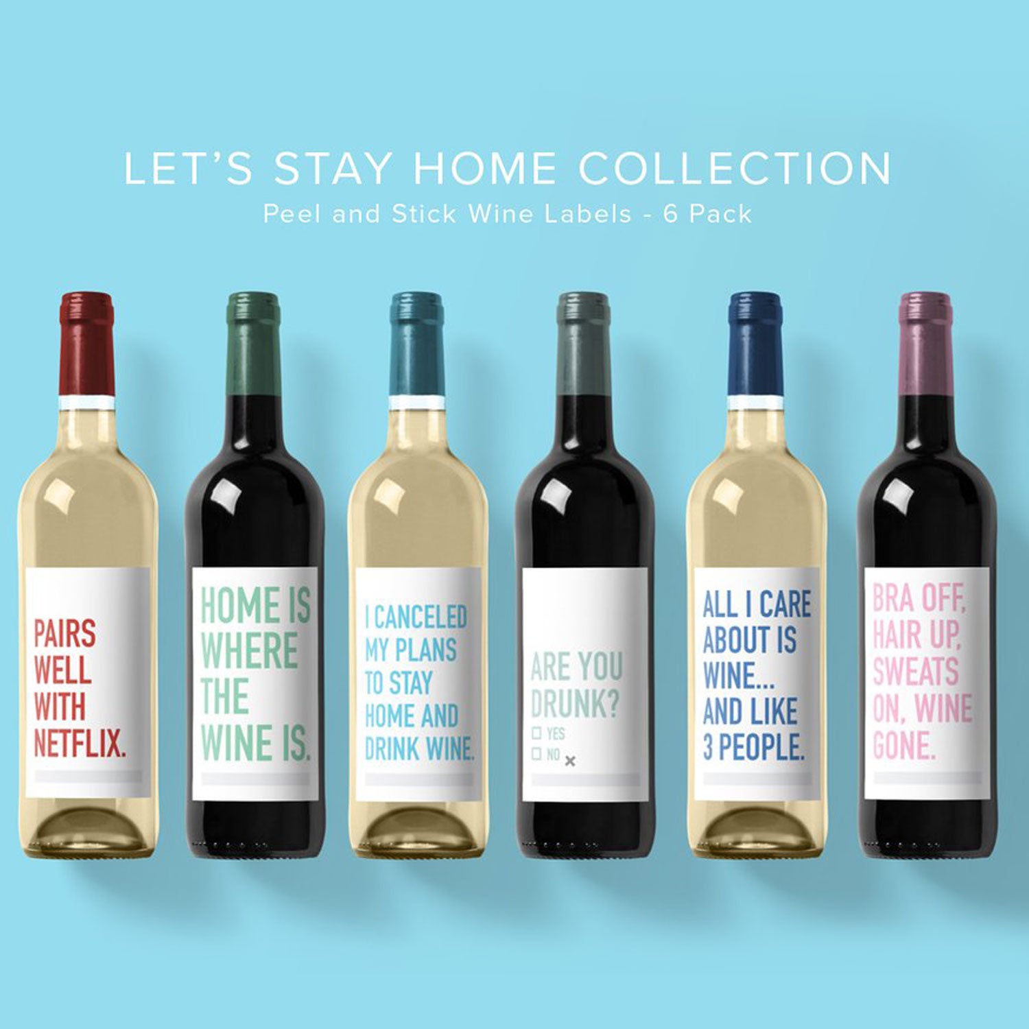 Classy Cards Wine Labels Let's Stay Home at Twang and Pearl