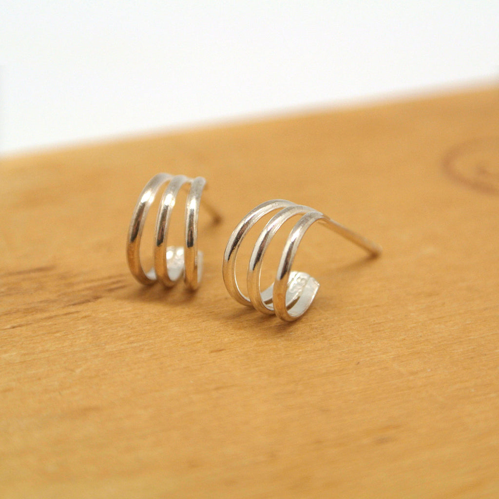 Twang & Pearl Sterling Silver Triple Hoop Earrings | Small