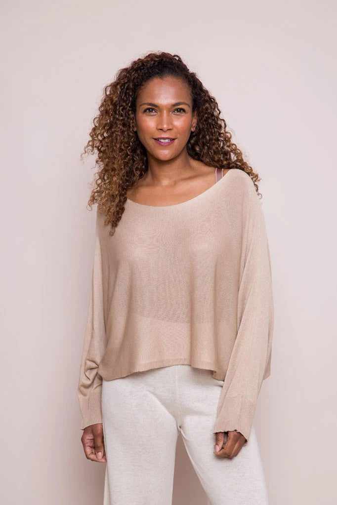 Suzy D London Felipe Batwing Sweater | Sand, Made in Italy