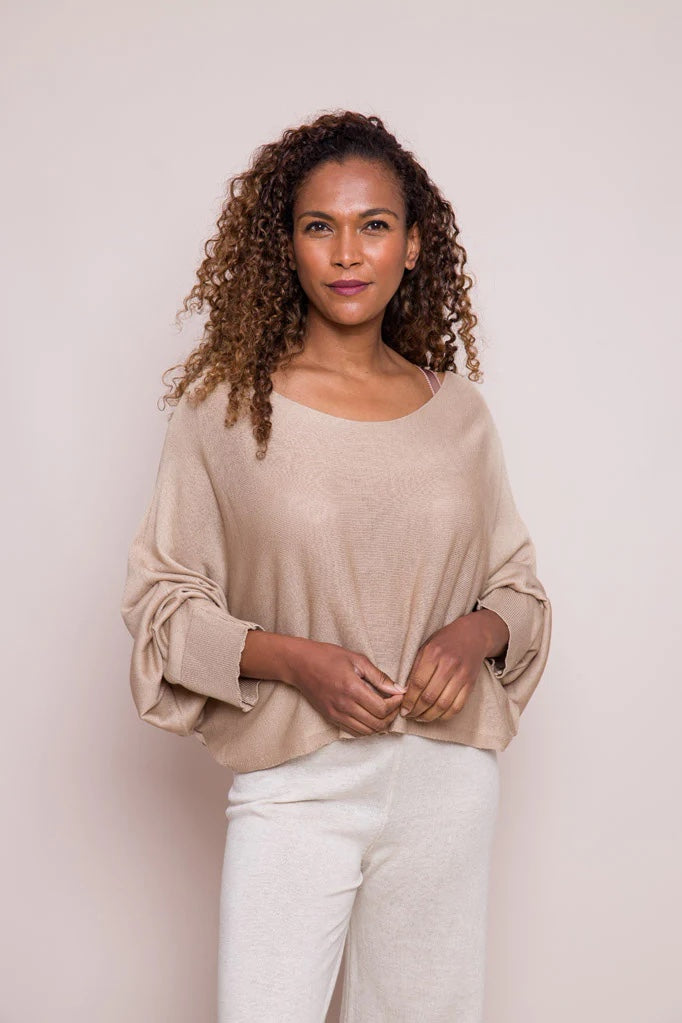 Suzy D London Felipe Batwing Sweater | Sand, Made in Italy