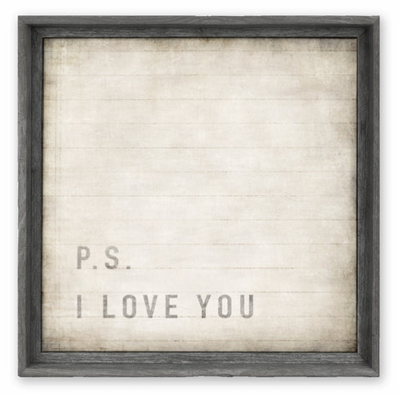 Sweet Gumball Small Framed Art Block P.S. I Love You | Made in the USA