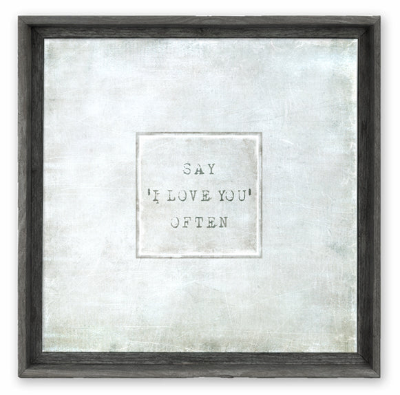 Sweet Gumball Small Framed Square Art Block | Say I Love You Often, Grey