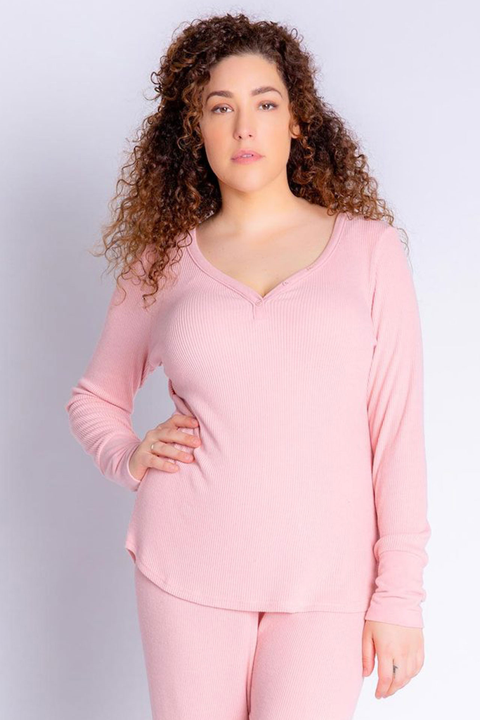 PJ Salvage Textured Essentials Top Dusty Rose | Designed in the USA