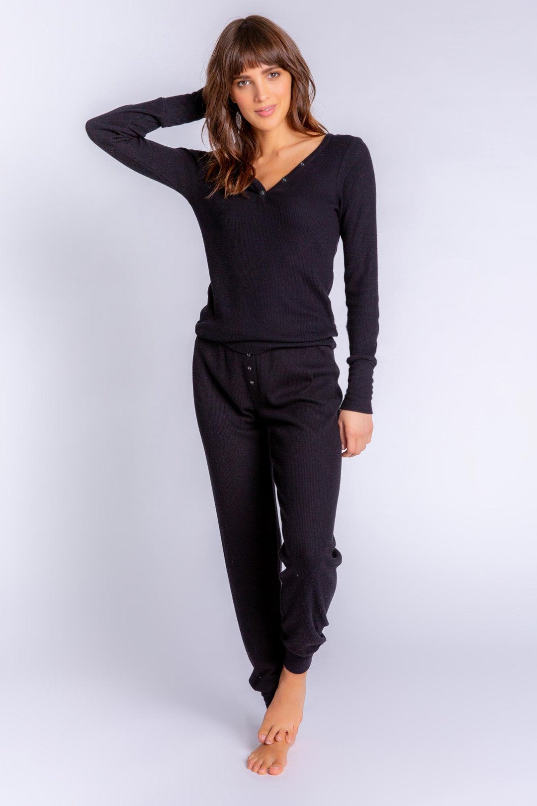 PJ Salvage Textured Essentials Jammie Pant Black | Designed in the USA