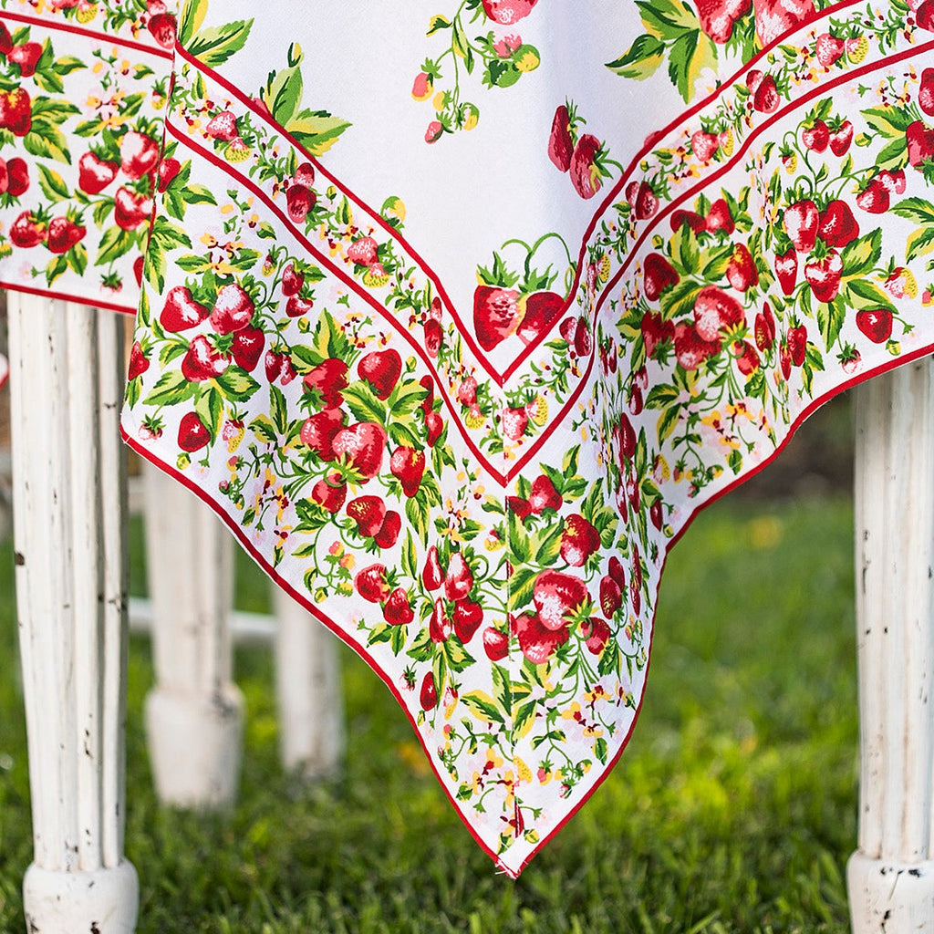 April Cornell Cotton Tablecloth Strawberry Basket |  Designed in Canada