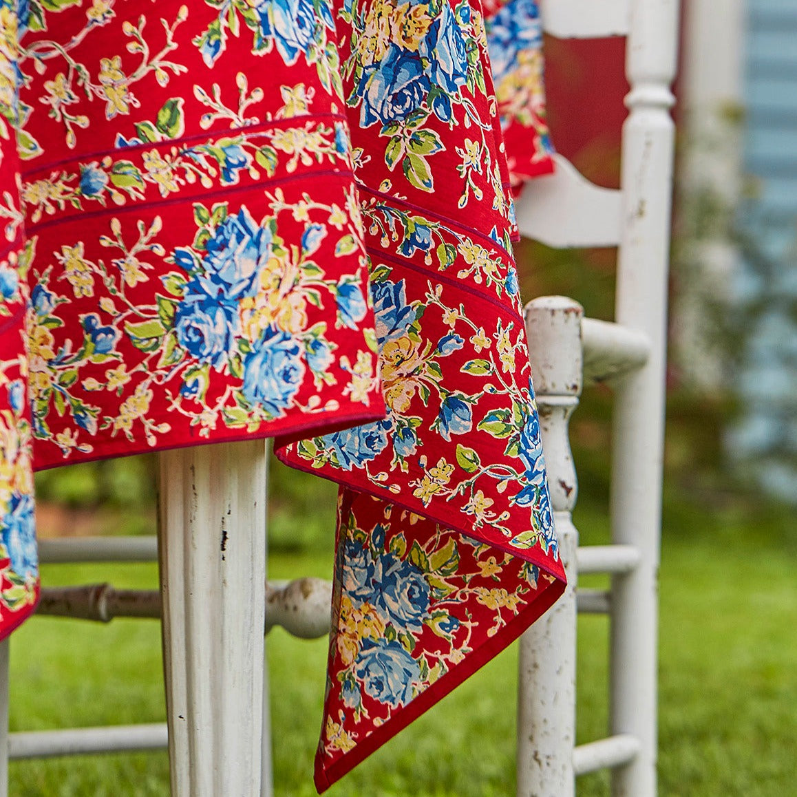 April Cornell Cotton Tablecloth Viola Rose Red | Designed in Canada