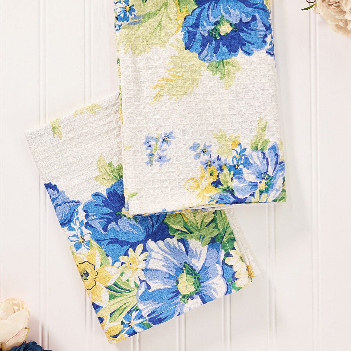 April Cornell Waffle Printed Tea Towels - 100 % Cotton