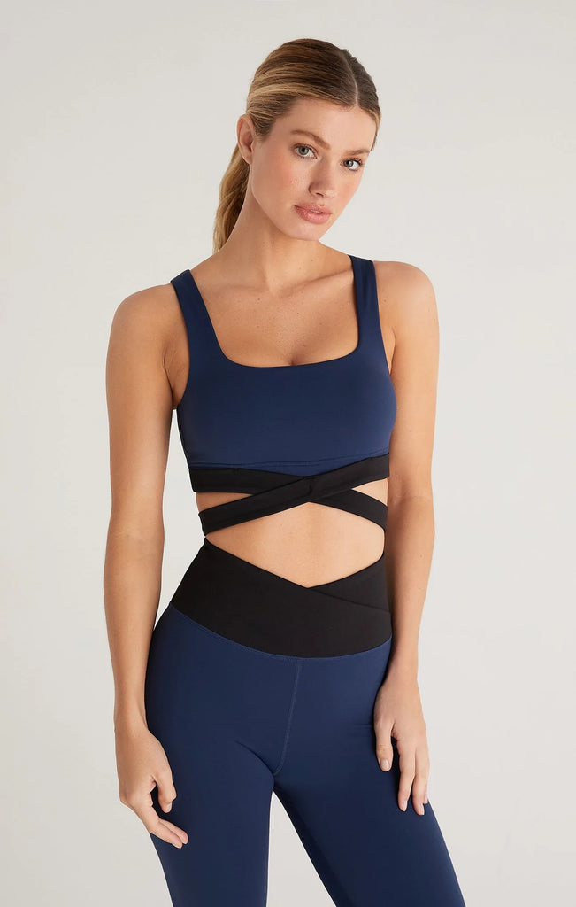 Z Supply That's a Wrap Sports Bra - Midnight Blue, Designed in the USA