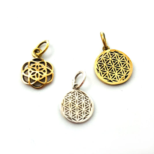 Twang & Pearl Charm Pendant Geo | Brass Sterling Silver, Made in India