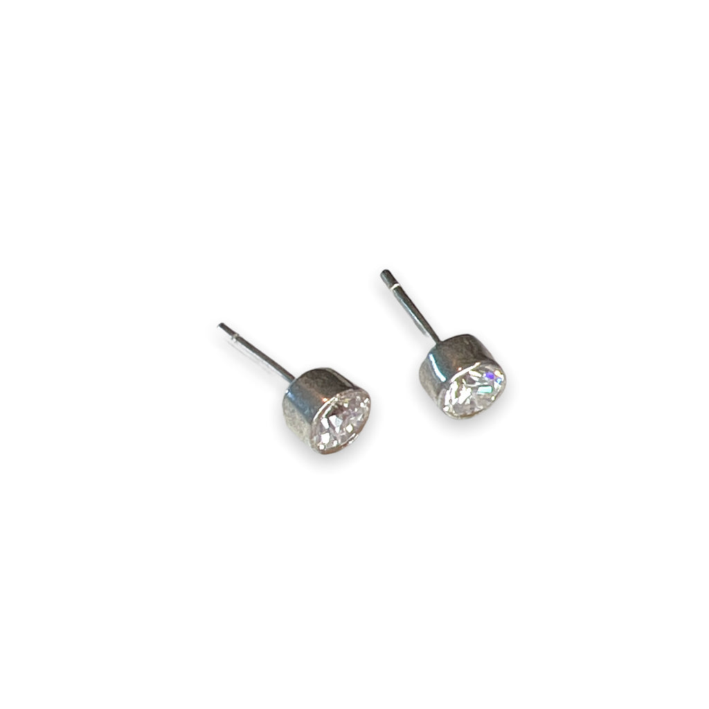 Twang & Pearl Round Cubic Zirconia Studs | Hand Made in India