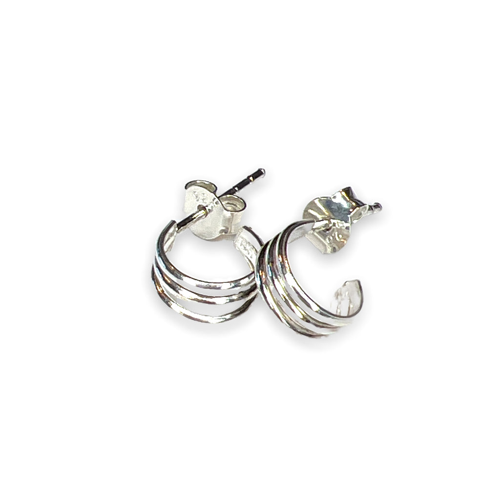Twang & Pearl Sterling Silver Triple Hoop Earrings | Small