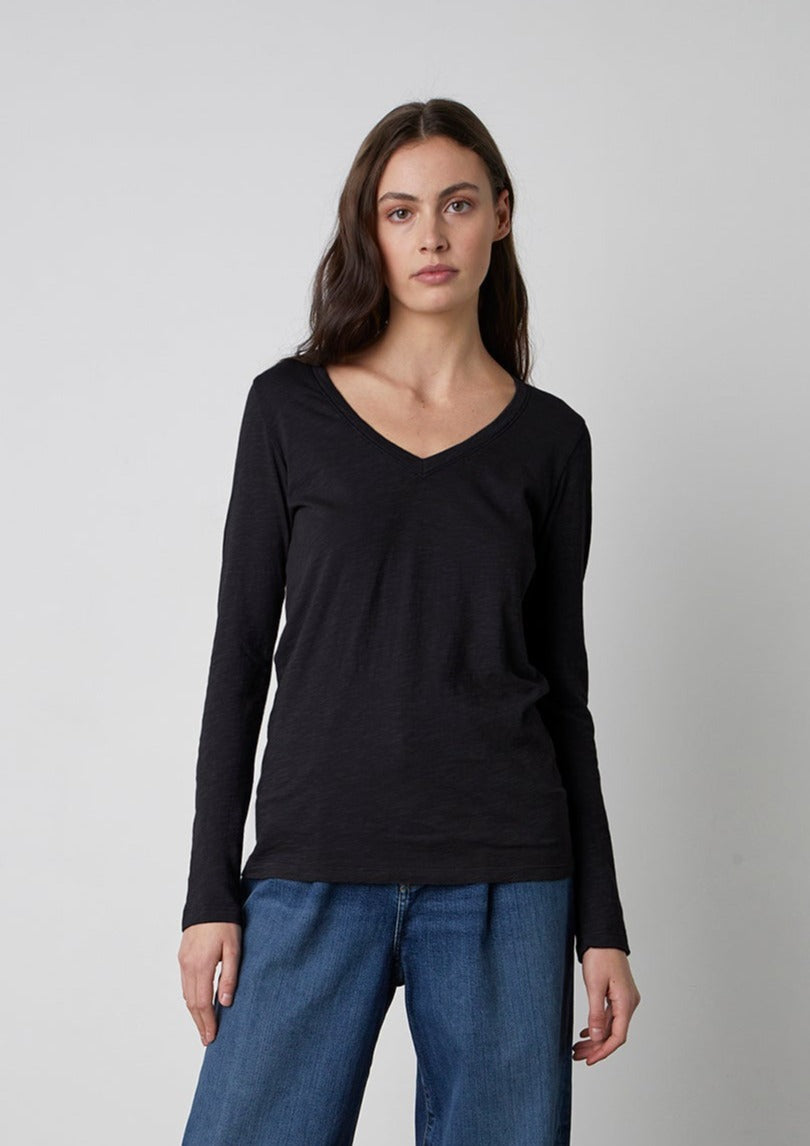Velvet Blaire Slub Top Black | Designed and Made in the USA