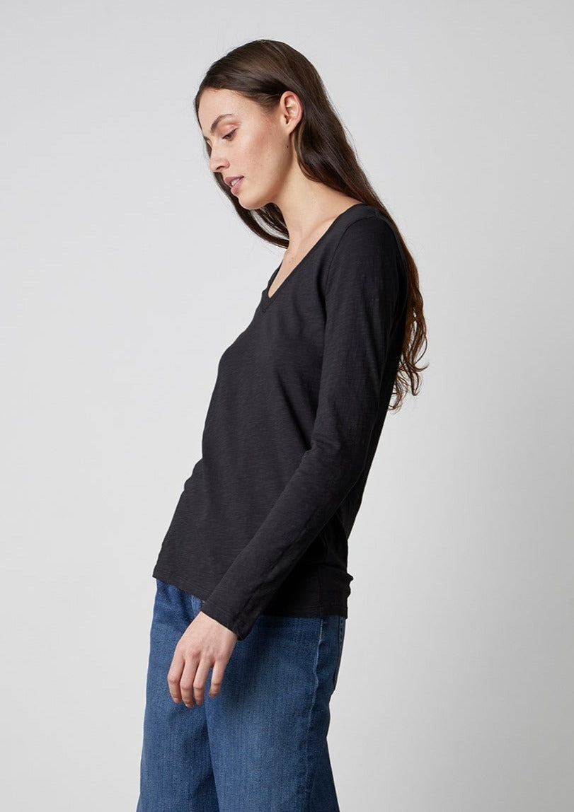 Velvet Blaire Slub Top Black | Designed and Made in the USA