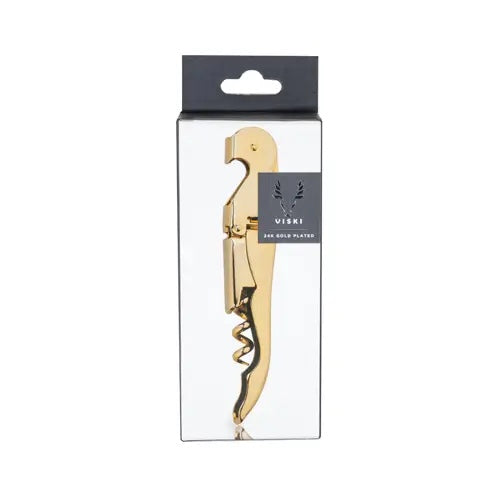 Viski Belmont Gold Signature Corkscrew | Stanless Steel 24K Gold Plated