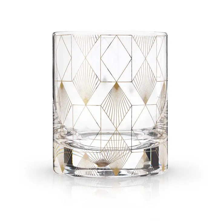 Viski Metropolis Deco Tumbler | Art Deco Crystal Glassware