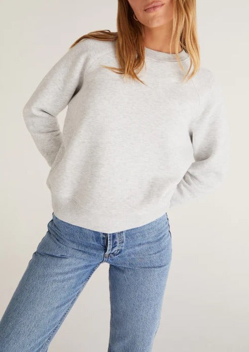 Z Supply Fleece Sweatshirt - Light Heather Grey, Designed in the USA