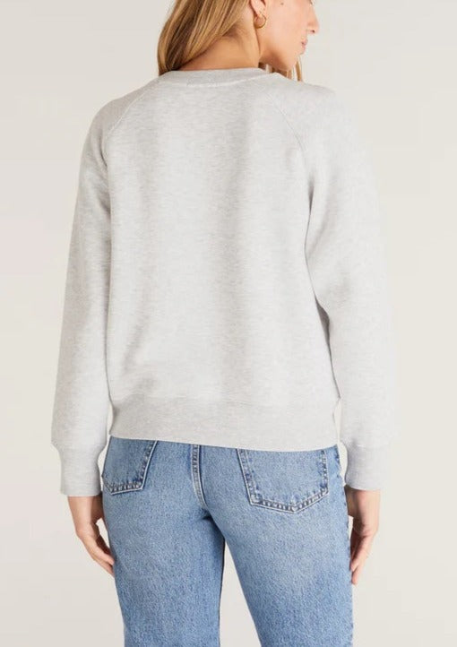 Z Supply Fleece Sweatshirt - Light Heather Grey, Designed in the USA