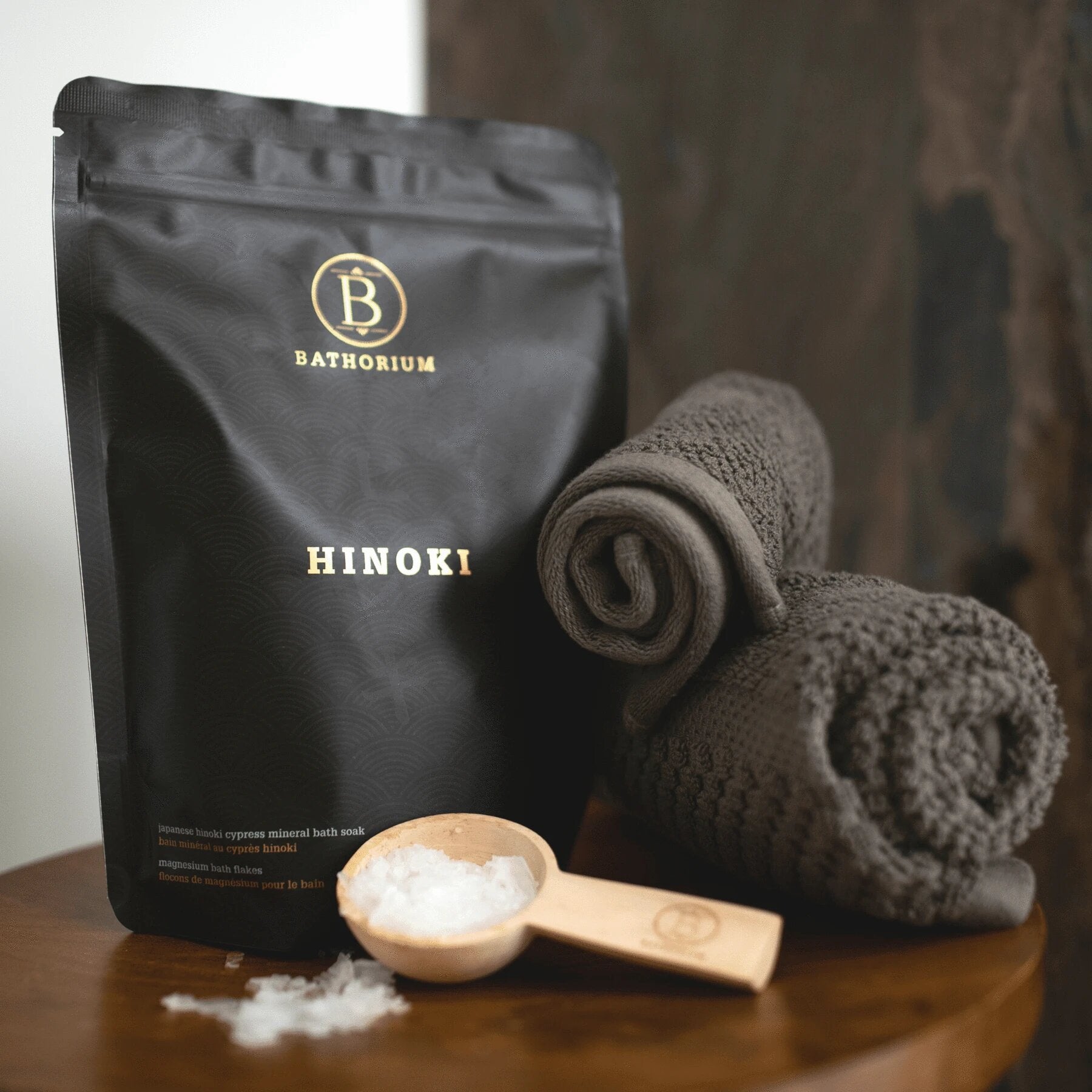 Bathorium Bath Soak | Hinoki Magnesium Bath Flake, Made in Canada