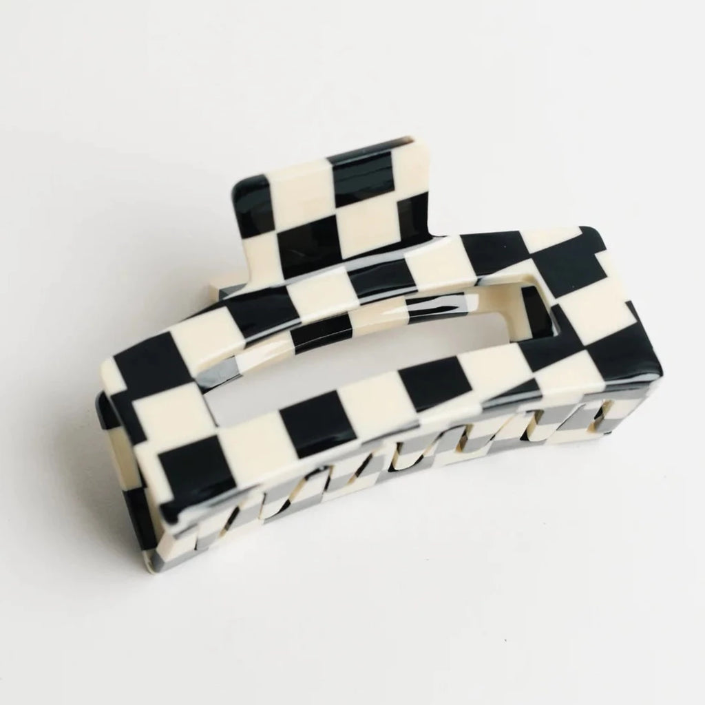 Nat + Noor - Black Checkered Hair Claw, Designed in the USA
