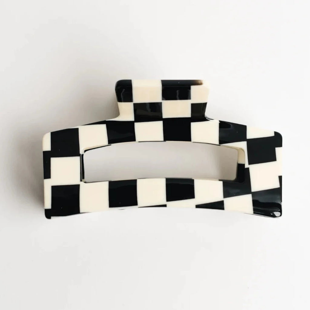 Nat + Noor - Black Checkered Hair Claw, Designed in the USA