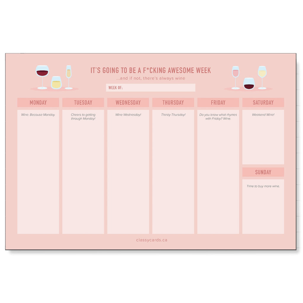 classy cards weekly planner wine twang and pearl