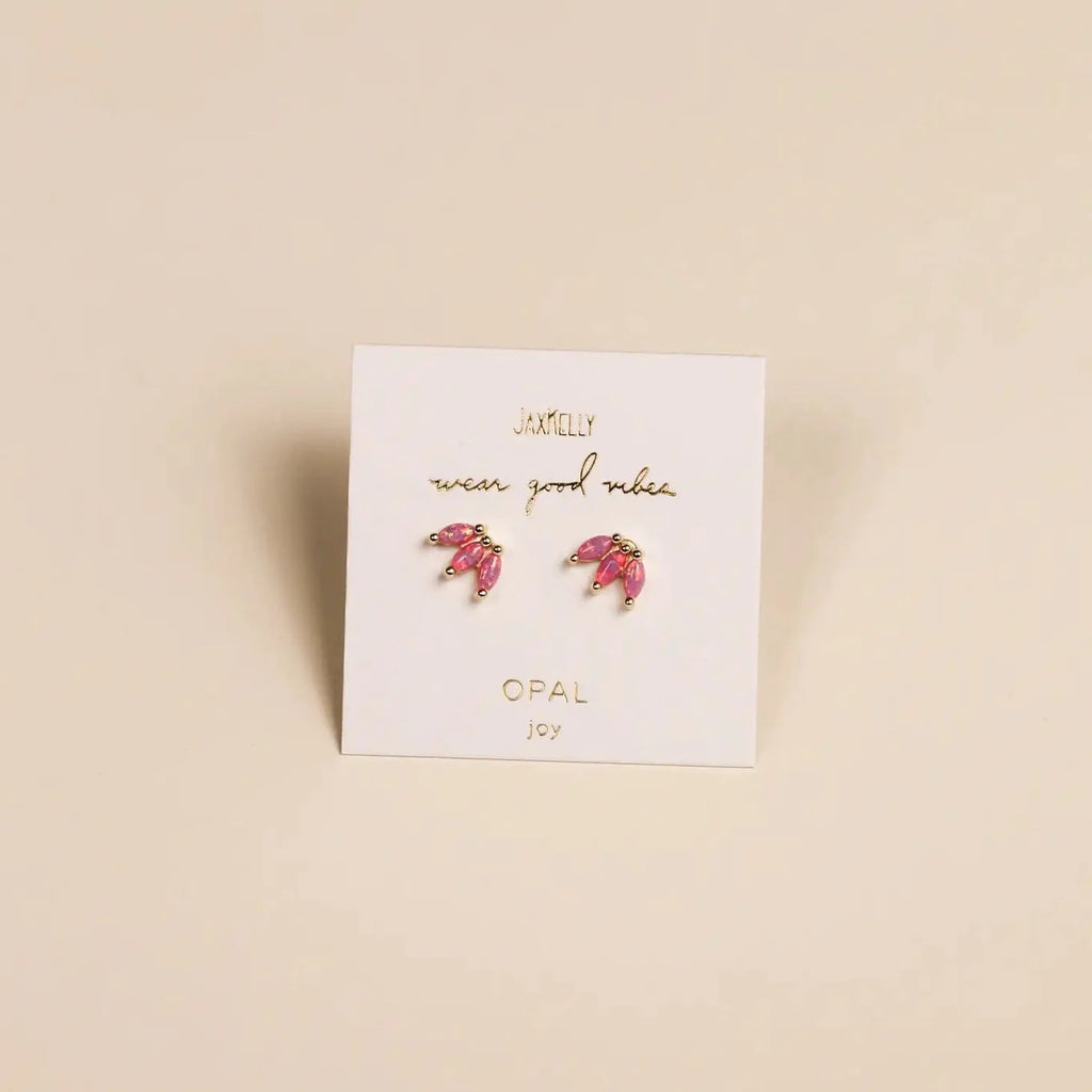 JaxKelly Opal Crown Stud Earrings | Pink, Made in the USA