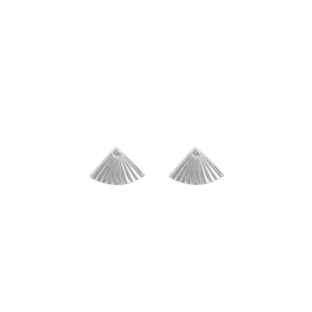  Lisbeth Jewelry Mini Fan Stud Earrings - Sterling Silver, Handmade
